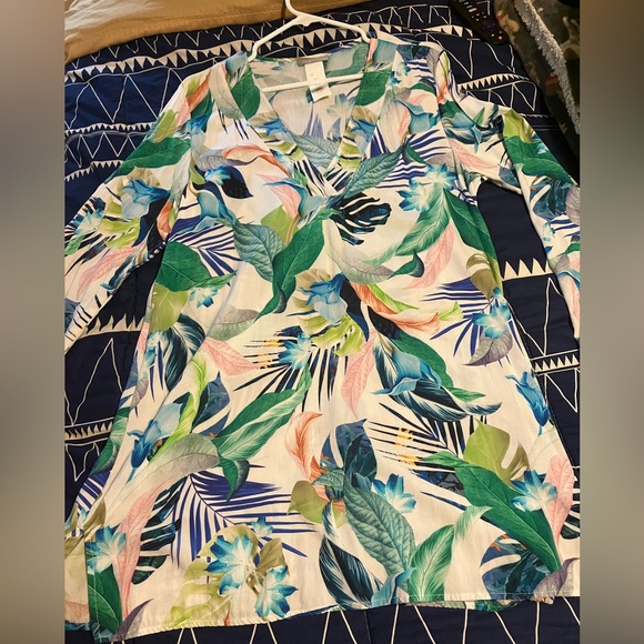 $109 La Blanca In the Moment tropical floral swim coverup. Lightweight. Sz Large - Picture 11 of 14
